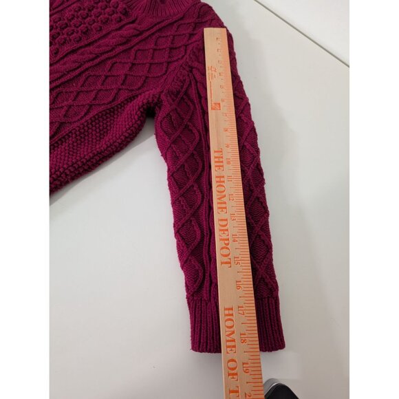 Talbots Cable Knit Sweater Womens Size Large Red Wool Blend Pullover 3/4 Sleeves - Picture 7 of 10